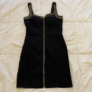 Black Zip-Up studded dress